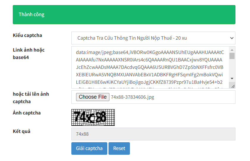 giải captcha tra cứu thông tin người nộp thuế